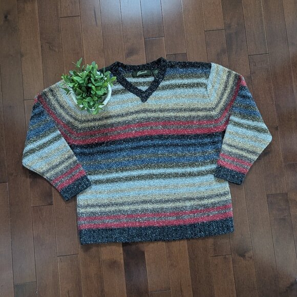 NEUTRAL STRIPE VINTAGE KNIT SWEATER - Picture 1 of 2